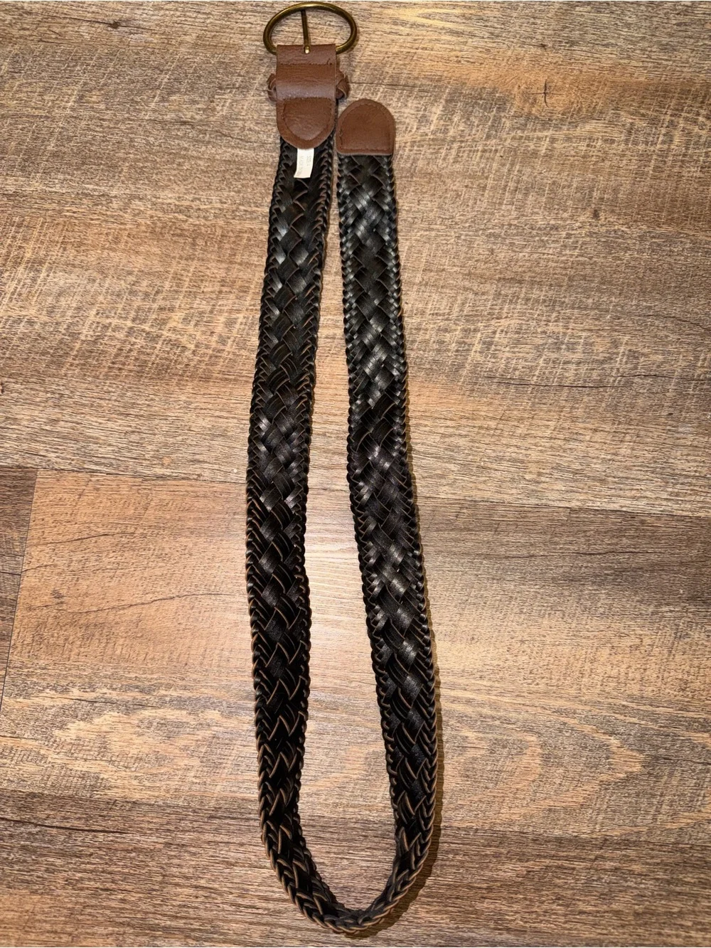 Women’s Size 4 Brown Braided Belt Brass Ring Buckle Boho Western 🤎🤠